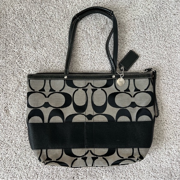 Coach Tote Black and Gray C Bag, Estimated 2008-2011 - Picture 1 of 7